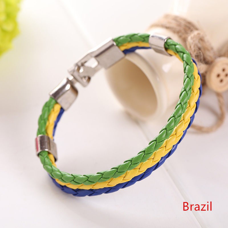 Vòng đeo tay bằng da hình lá cờ unisex cho mùa World Cup FIFA 8'' WKCA