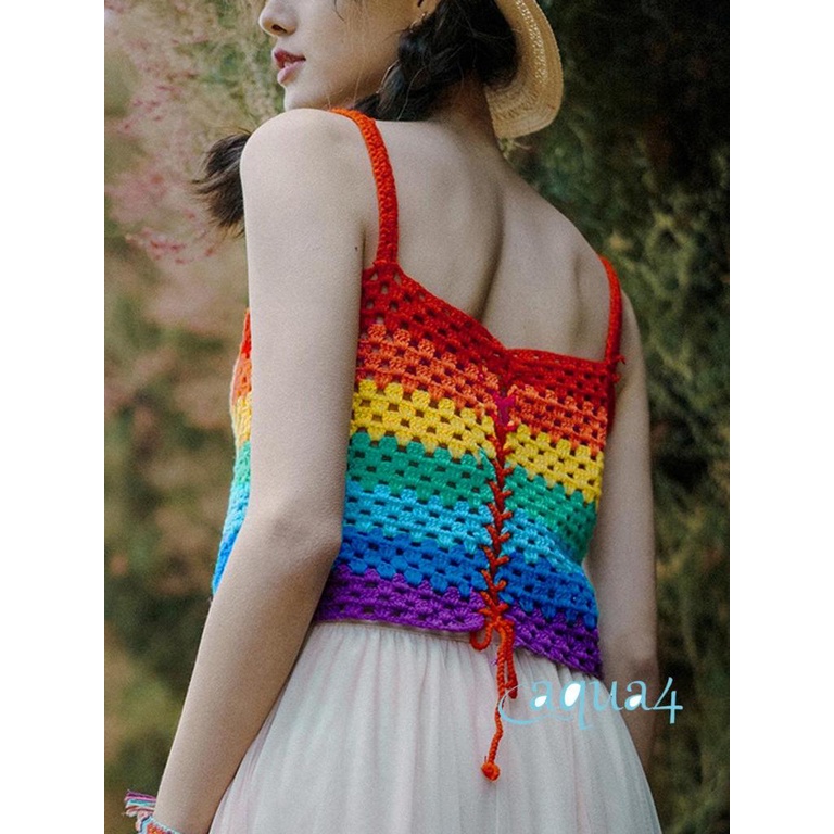 Áo Tank Top Hai Dây Màu Sắc Tương Phản Thời Trang Mùa Hè Cho Nữ