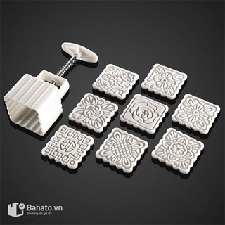 Khuôn bánh trung thu 100g 8 mặt vuông hoa văn truyền thống