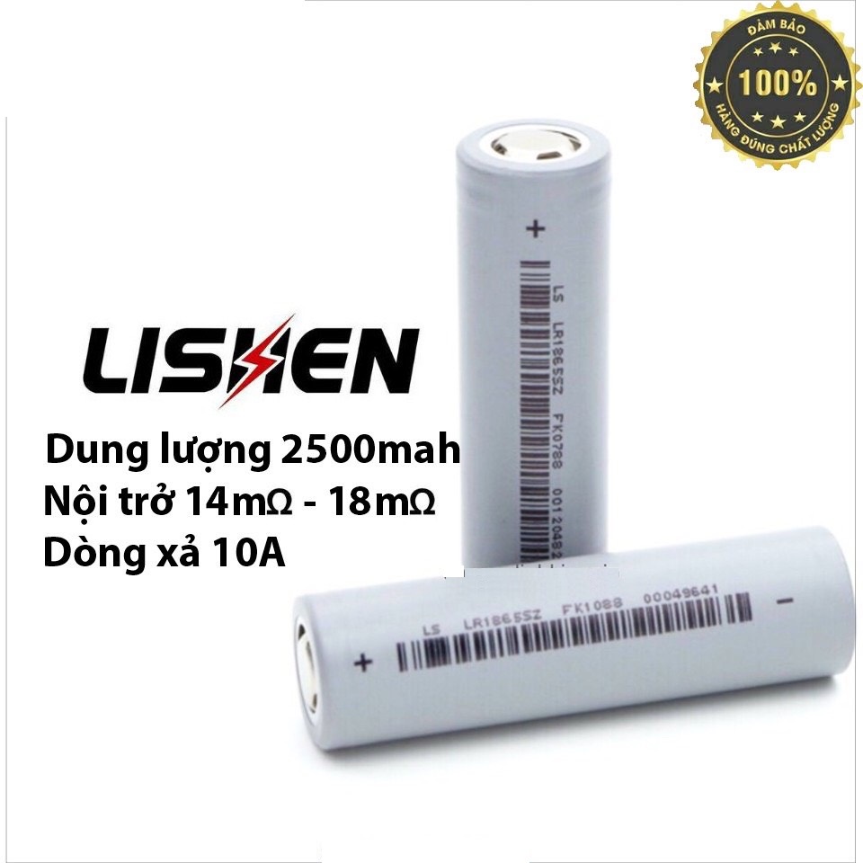 - Cell Pin Ls Lishen xám 2500mAh, Dòng xả cao 10A