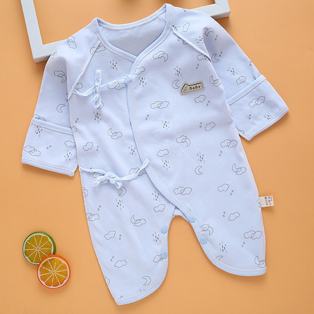 Bộ Áo Liền Quần Vải Cotton Chất Lượng Cao Thời Trang Xuân Thu Cho Bé Sơ Sinh 0-3m