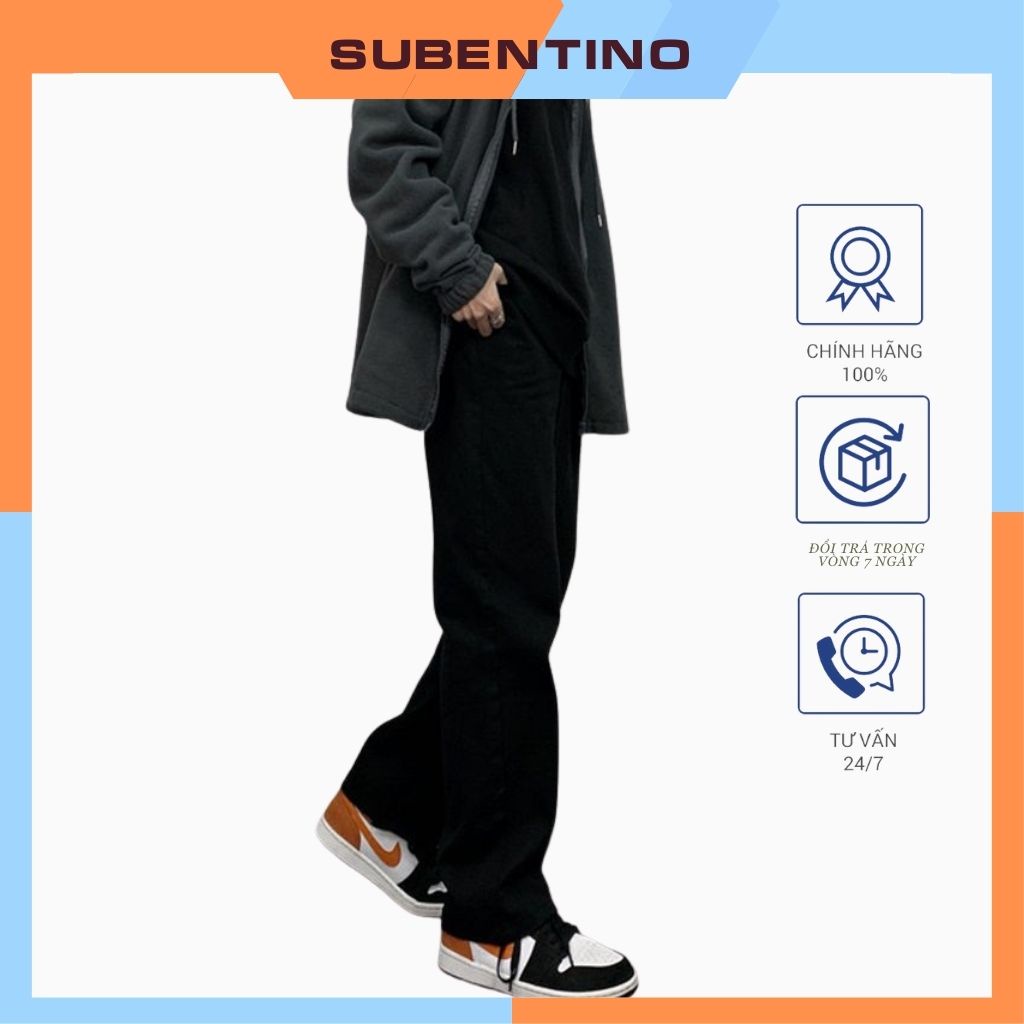 Quần jeans kaki ống rộng baggy nam trắng đen phong cách Hàn Quốc SUBENTINO QD17