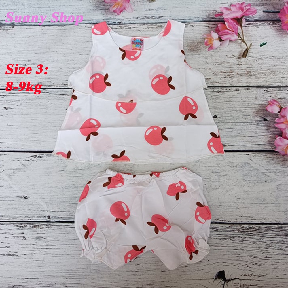 Đồ bộ tole lanh cho bé gái - mềm mịn đẹp siêu dễ thương - mẫu tole sát nách, họa tiết trái táo