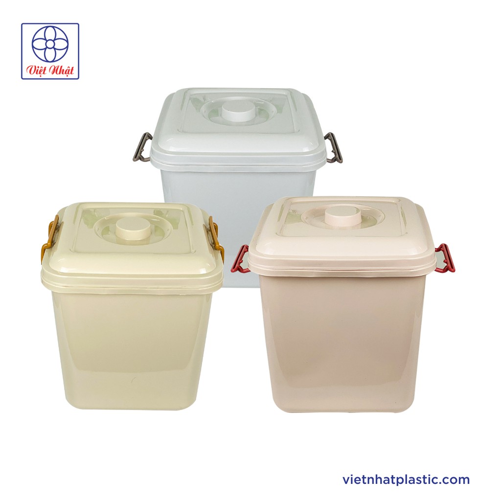 Thùng nhựa vuông có nắp 10L Việt Nhật 5351 Thùng nhựa dày siêu bền đẹp thùng đựng gạo thùng đa năng
