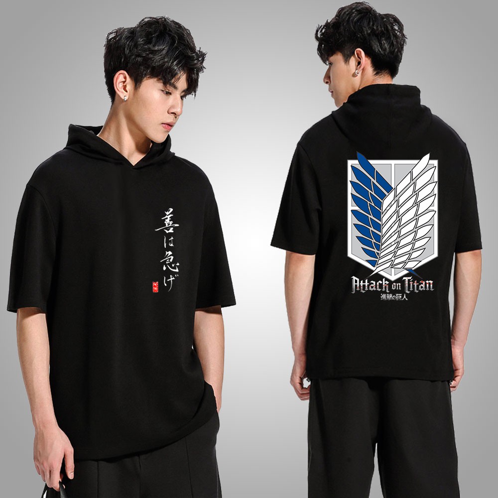 (SALE) BST Áo Thun Hoodie tay lỡ Attack On Titan - Anime cực chất