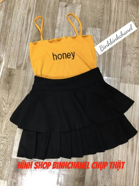 Chân váy 1 tầng xếp ly vải tuyết có may kèm quần trong | BigBuy360 - bigbuy360.vn