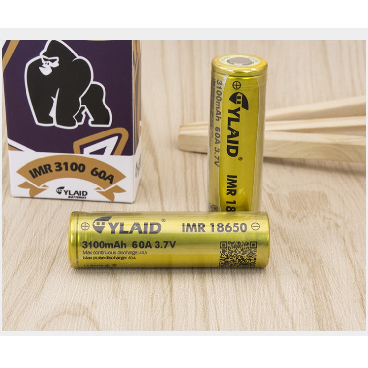 Cell pin 18650 cylaid 3.7v dung lượng cao 3100mAh dòng xả 60A có mã check QC