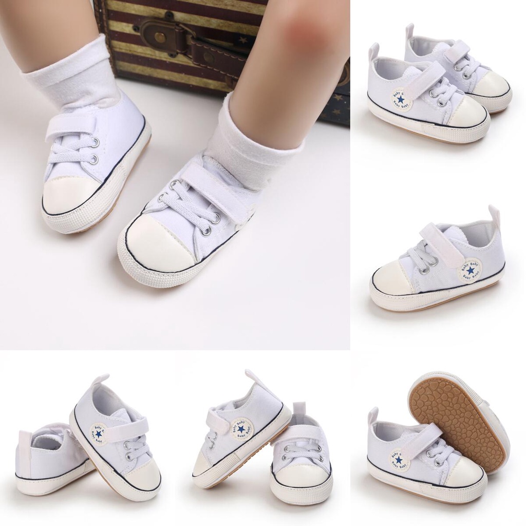 Giày Lười Vải canvas Mềm Họa Tiết Ngôi Sao Năm Cánh Nhiều Màu Tùy Chọn Cho Bé Sơ Sinh