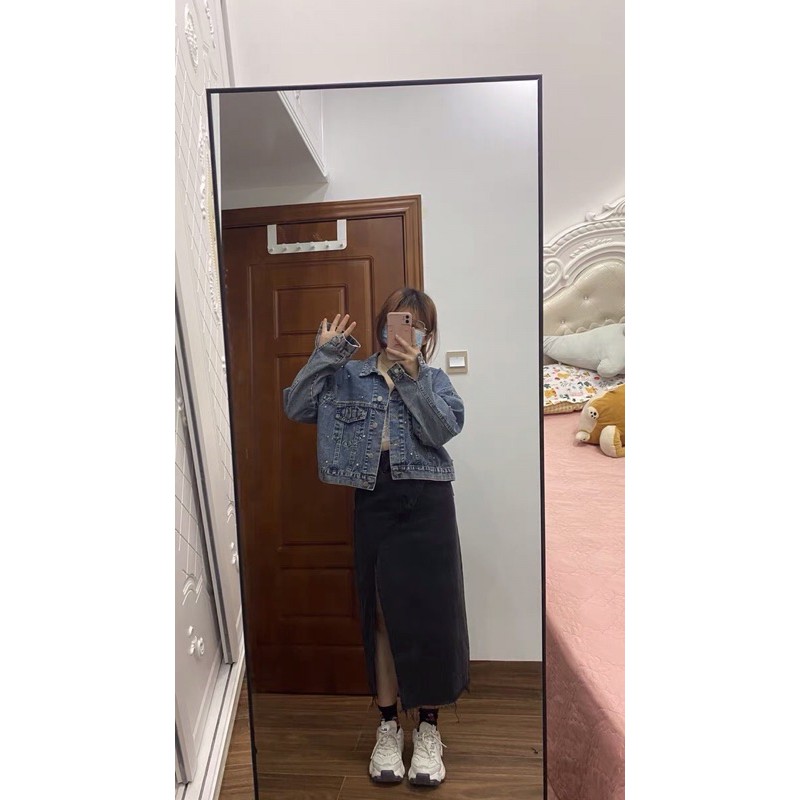 [ORDER] CHÂN VÁY JEANS ULZZANG DÀI VẠT CHÉO XẺ TÀ