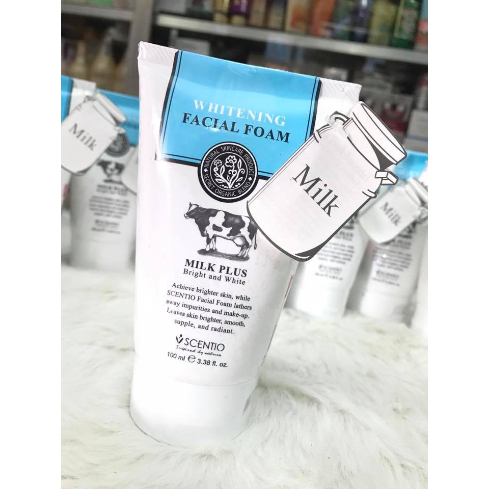 Sữa rửa mặt trắng da sữa bò tươi Beauty Buffet Scentio Milk Plus Whitening Facial Foam Q10