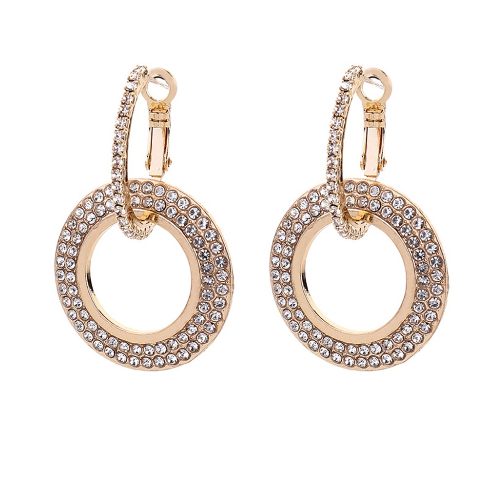 Đôi khuyên tai dạng tròn đính kim cương giả lấp lánh cho nữ