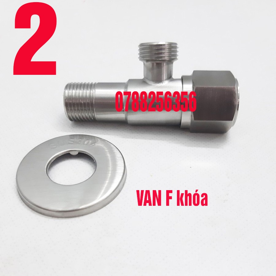 {LOẠI CAO CẤP CÓ KHÓA} Van Chia Nước VAN T van F vòi xịt vệ sinh và bồn cầu inox 304 T CẦU BA NGÃ CÓ KHÓA, xước mờ NK17