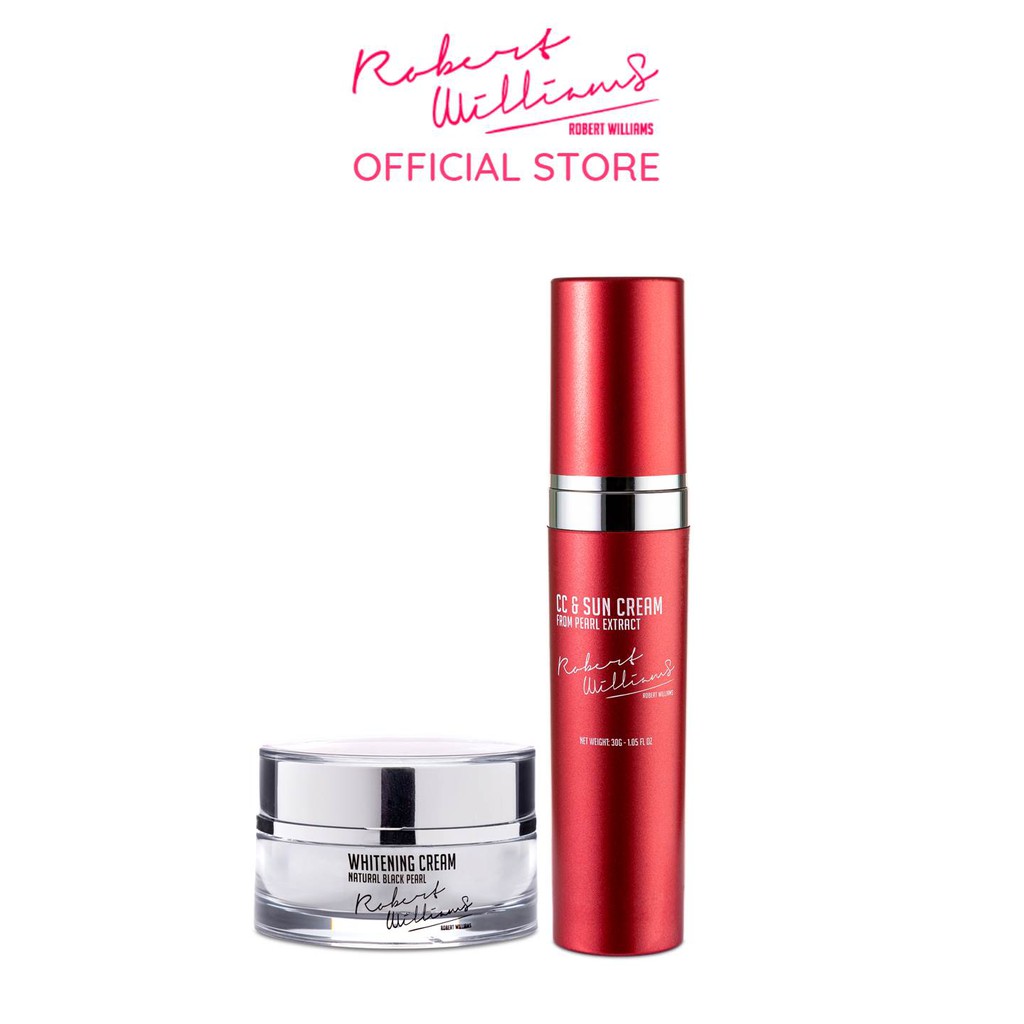 Bộ dưỡng da mặt căng mướt trắng sáng Ngọc trai 20g và Kem chống nắng CC cream 30g (SPF50+) ROBERT WILLIAMS