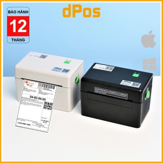 Máy in đơn hàng TMĐT dPos DT108B in phiếu giao hàng tem vận chuyển tem mã vạch Minicode sản phẩm và tem phụ hàng hóa