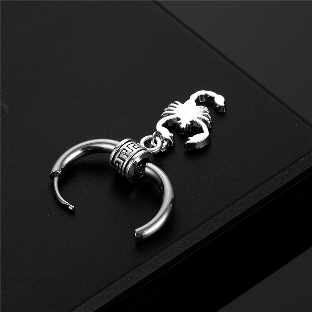 KENTON Cool Dangle Earrings Punk Scorpion Cross Earrings Women Pendant Stainless Steel Men Gothic Hip Hop Fashion Jewelry