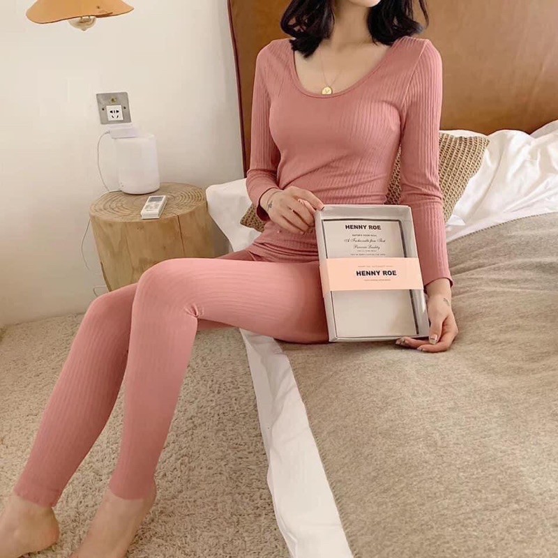 BỘ QUẦN ÁO GIỮ NHIỆT NỮ HENNY ROE ( free sz từ 40-60kg)