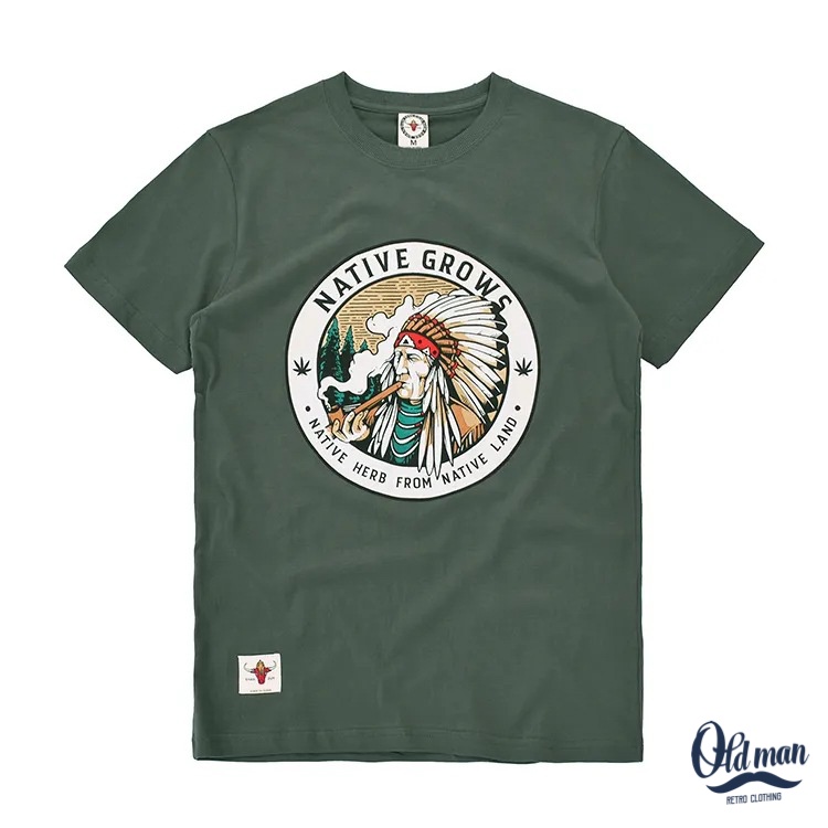 Áo Thun In Vintage Bộ Lạc, Áo Phông Retro Nam Cổ Tròn Cổ Điển Cotton Thoáng Mát, Vải Mịn, Phong Cách Amekaji OLDMAN | BigBuy360 - bigbuy360.vn