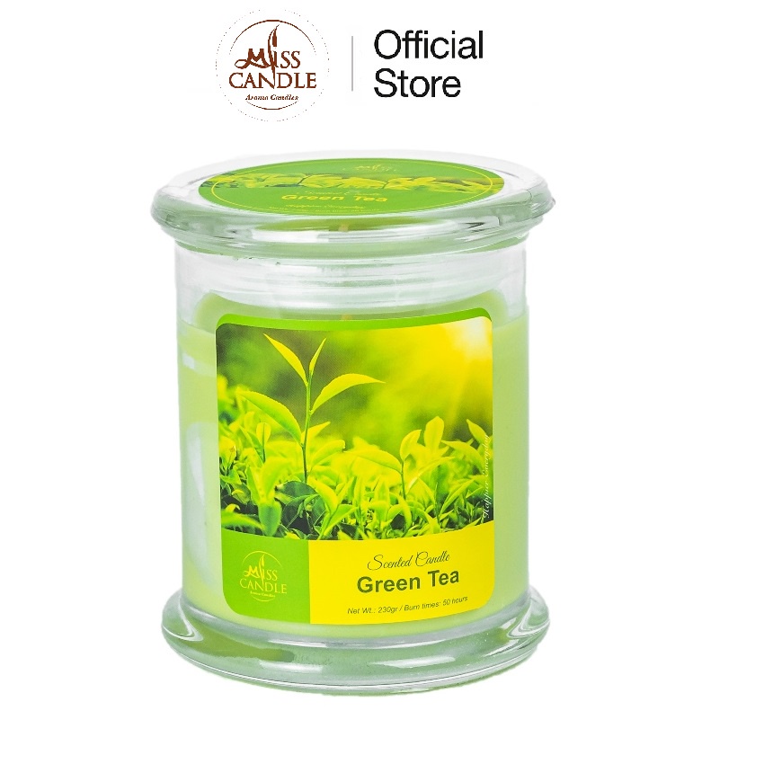 Nến thơm hũ Miss Candle NQM3414 Green Tea 230g (Hương trà xanh)