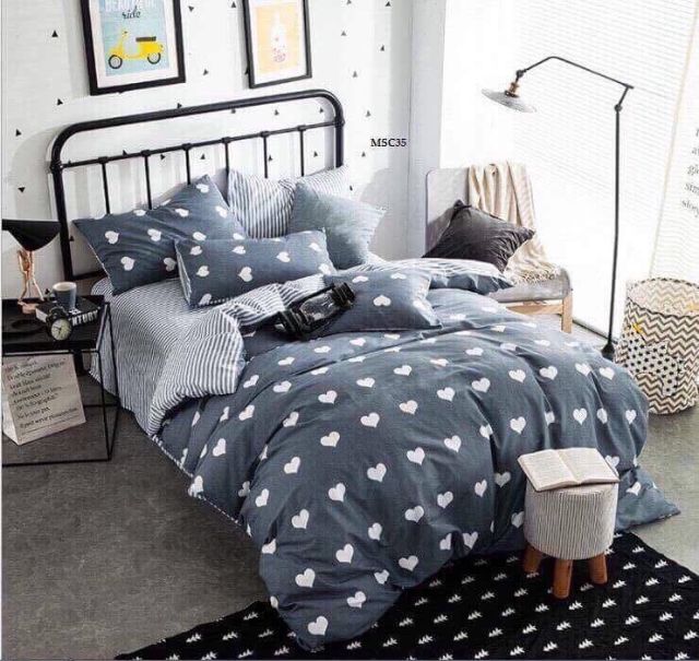 Bộ Chăn Ga Gối Nhập Khẩu Cotton poly Trái Tim (10 mẫu lựa chọn)