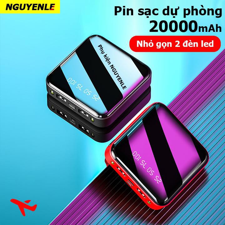 Pin sạc dự phòng 20000mAh Có Hiển Thị % Pin Tráng gương