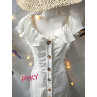 🌺DTB202192144 ĐẦM MIDI NÚT CỔ BÈO🌺