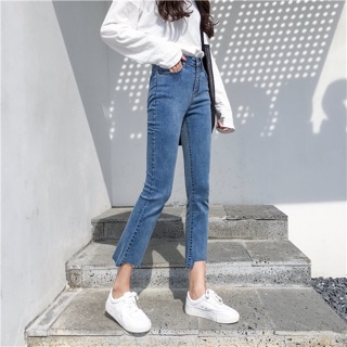 quần bò ống loe rách 