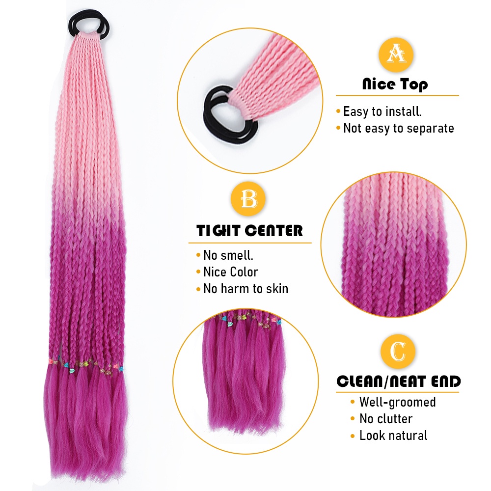 Tóc Giả Đuôi Ngựa Dài 60CM Nhiều Màu Ombre Thời Trang Kèm Nhẫn Nối