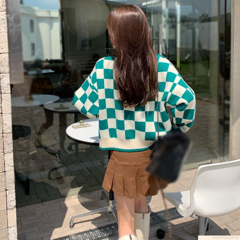 Áo khoác cardigan tay dài cổ chữ V thiết kế dáng rộng thoải mái