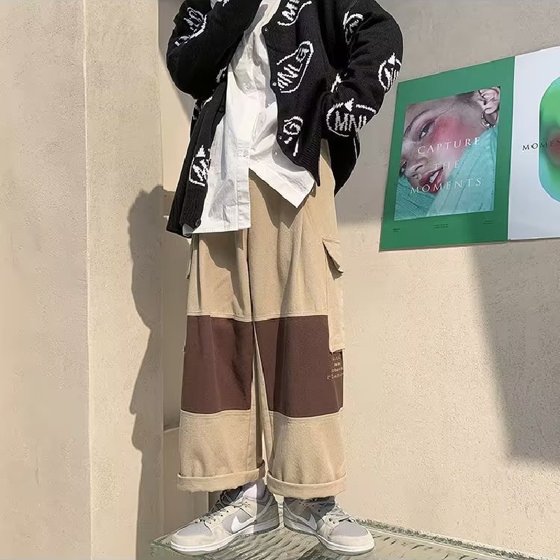 Quần Dài Dáng Rộng Phối Túi Lớn Thoải Mái Phong Cách Hip Hop Nhật Bản Cho Nam size M-3XL