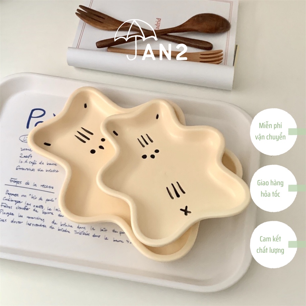 Dĩa sứ hình gấu đựng bánh ngọt, đồ tráng miệng ~ dĩa sứ phong cách Hàn Quốc | JAN2DECOR
