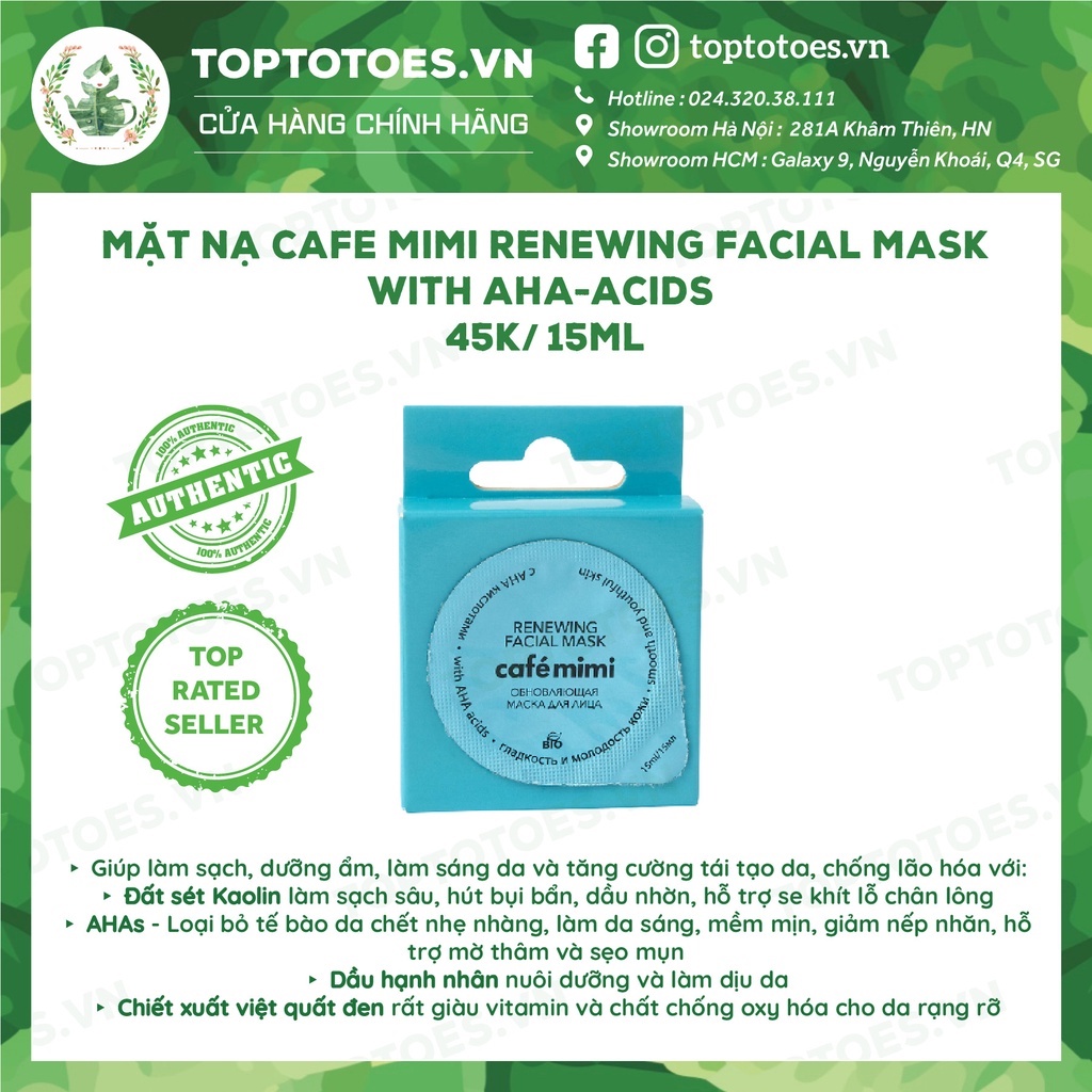 Mặt nạ rửa Cafe Mimi with Aha-acids Clarifying Polishing làm sạch sâu &amp; tái tạo da, cho da căng bóng, sáng mềm