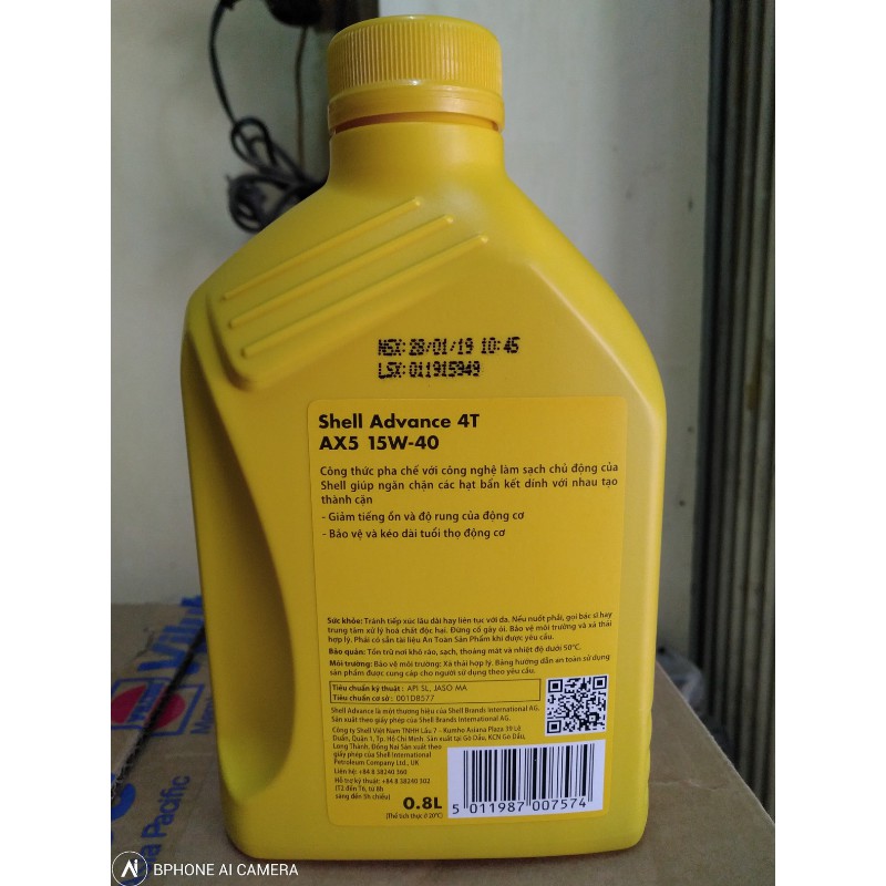 Dầu nhớt xe máy Shell Advance AX5 15w40 (800ml)