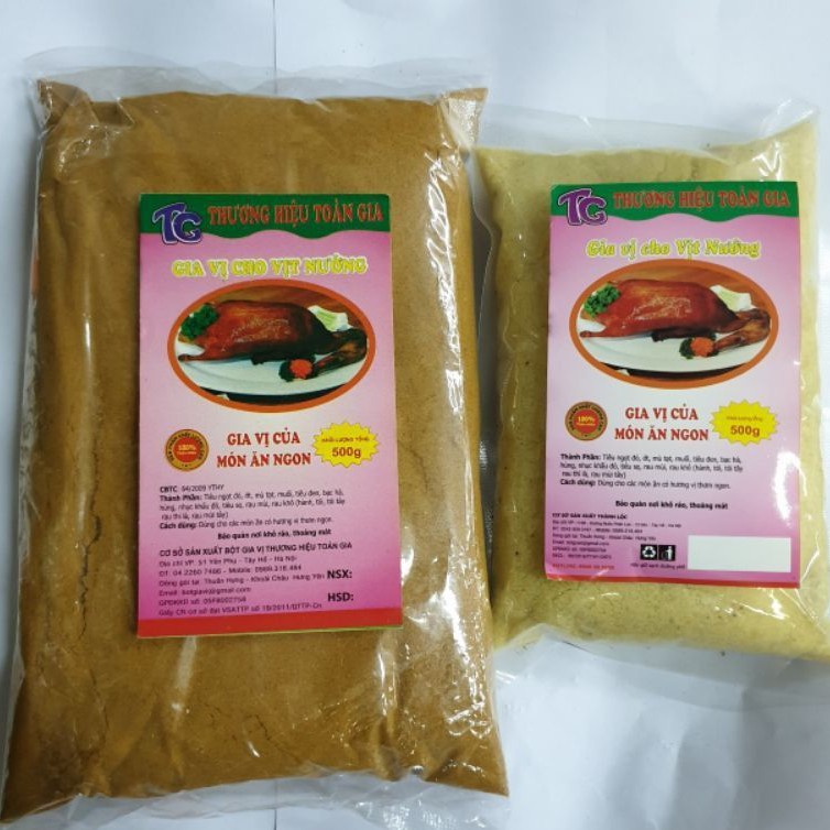 Combo 2 gói gia vị tẩm ướp vịt nướng dạng bột và muối 500gr - Mang đến hương vị thơm ngon, đậm đà, hấp dẫn cho món vịt
