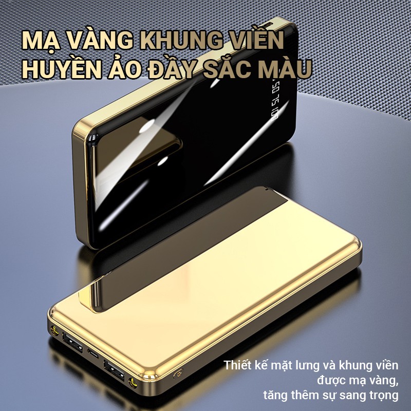 [Tặng dây sạc] Pin sạc dự phòng,Sạc dự phòng 15000mAh Cát Thái Y11D mặt kính sạc nhanh 2.1A nhỏ gọn 2 cổng ra 2 cổng và