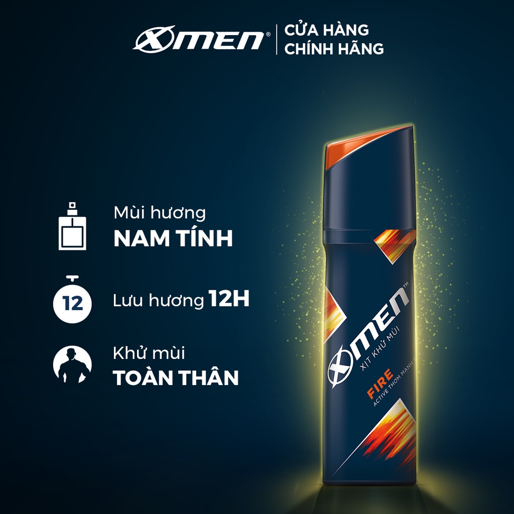 [Mã COSMEN giảm 8% đơn 250K] Combo 2 Xịt khử mùi X-men Fire 150ml