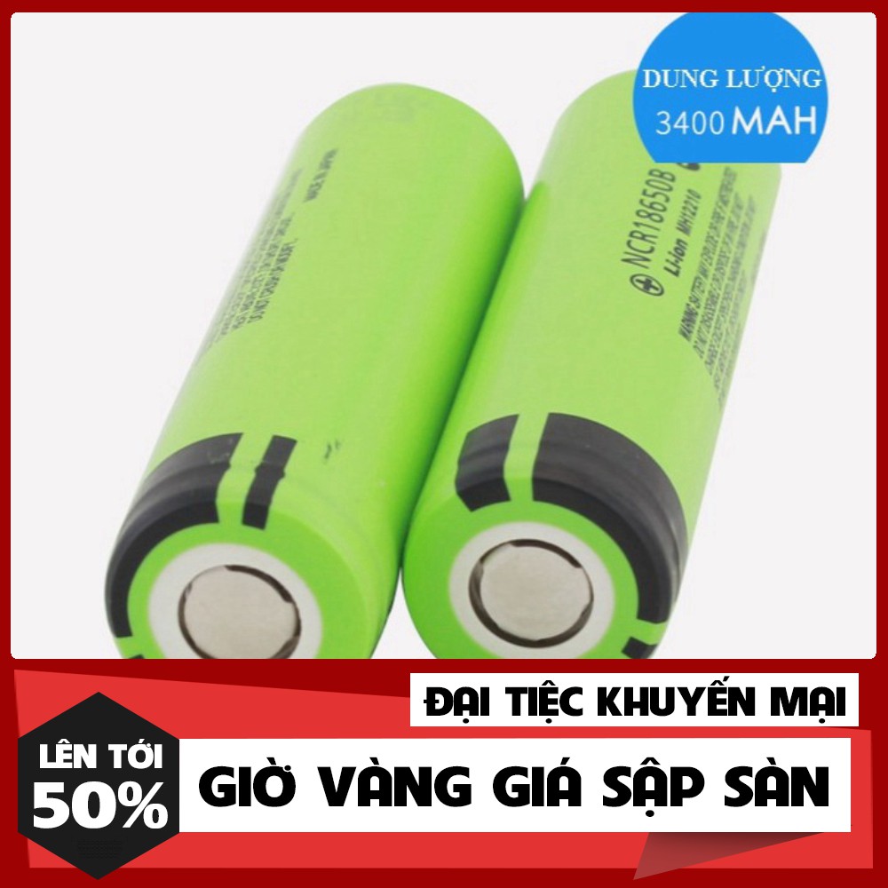 (SIÊU GIẢM GIÁ) Hộp 2 viên Pin sạc 3.7v 18650 3400mAh Panasonic Cho Box Sạc Dự Phòng, Đèn Pin