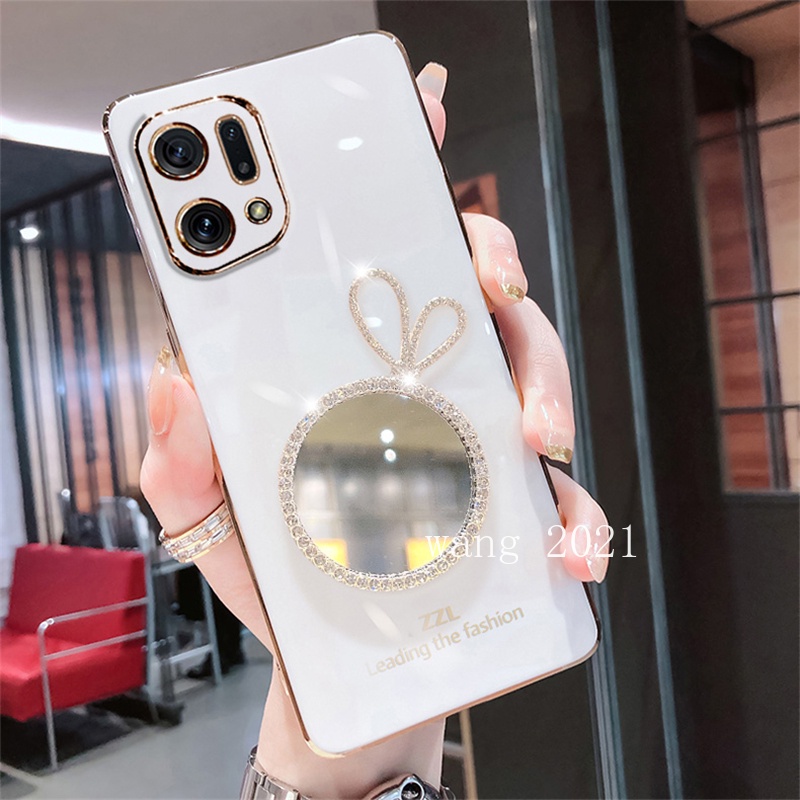 Ốp Điện Thoại Silicon Mềm Siêu Mỏng Có Gương Trang Điểm Cho OPPO Find X5 Pro 5G A96 A76 A16e A16k 4G