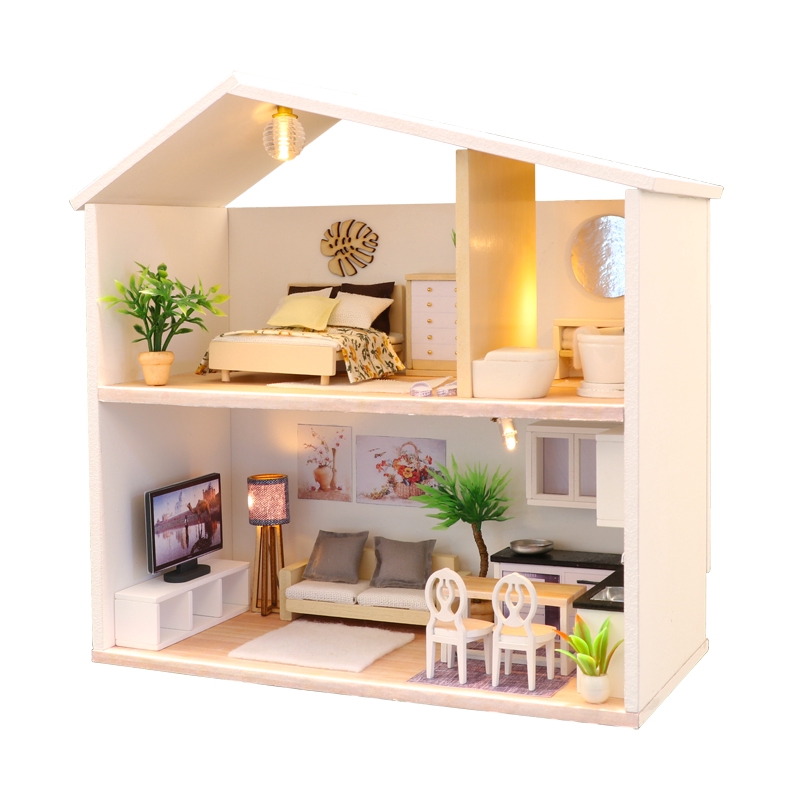 đồ chơi lắp gáp gỗ  mô hình trang trí 3D handmade ngôi nhà thời gian  M039 có đèn