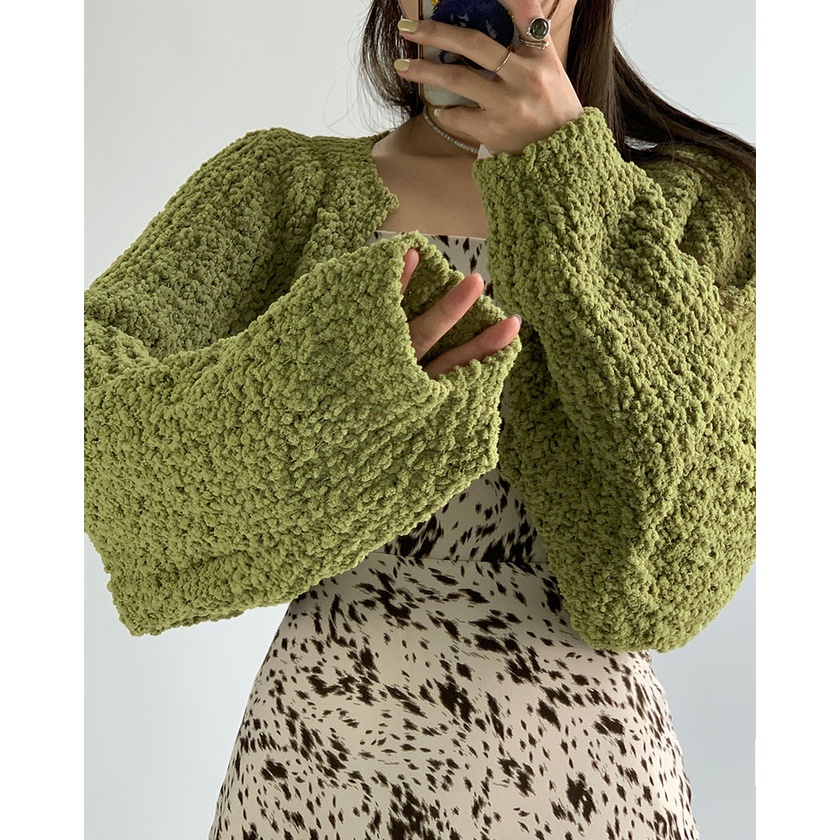 Áo len rộng khăn choàng, áo khoác ngắn 3 màu | BigBuy360 - bigbuy360.vn