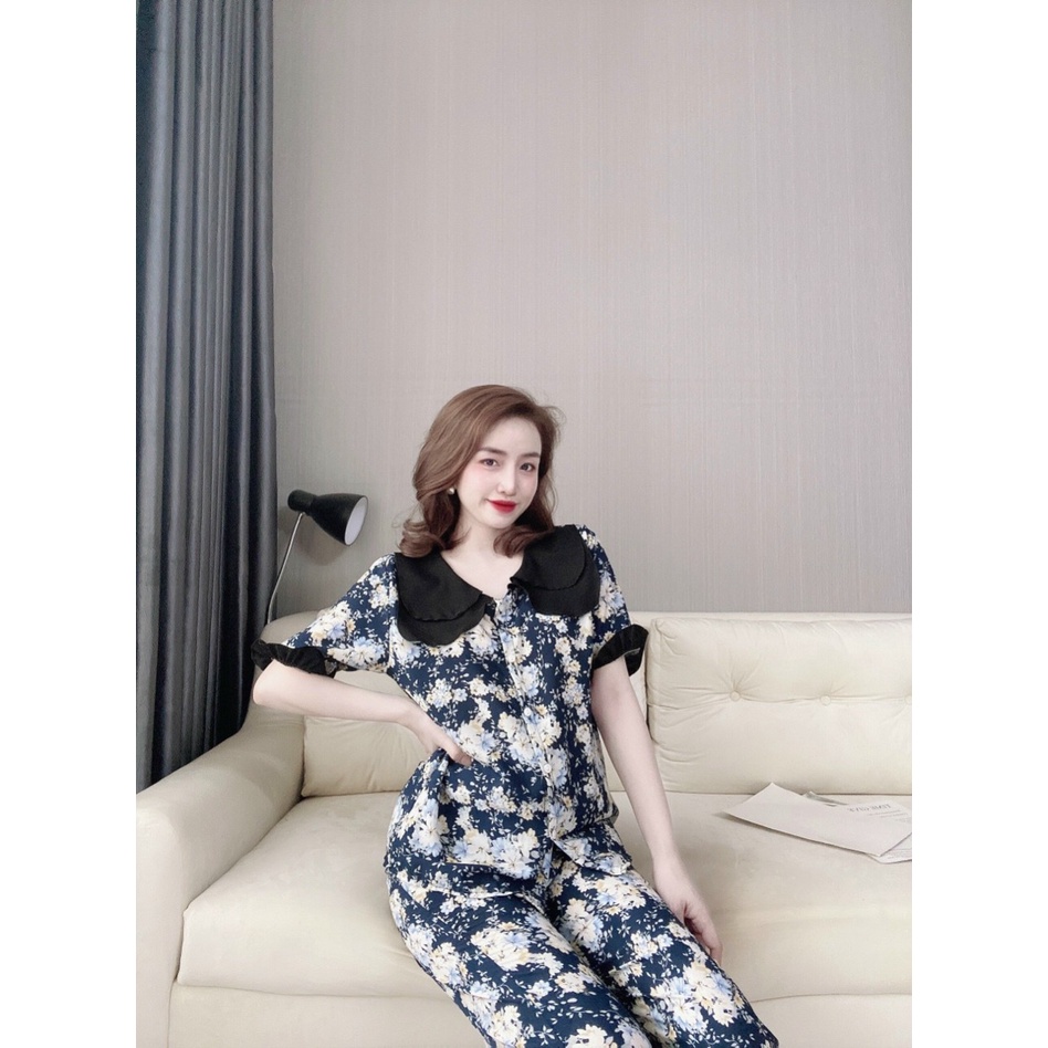 Đồ bộ lụa Hàn cổ sen cao cấp CARY