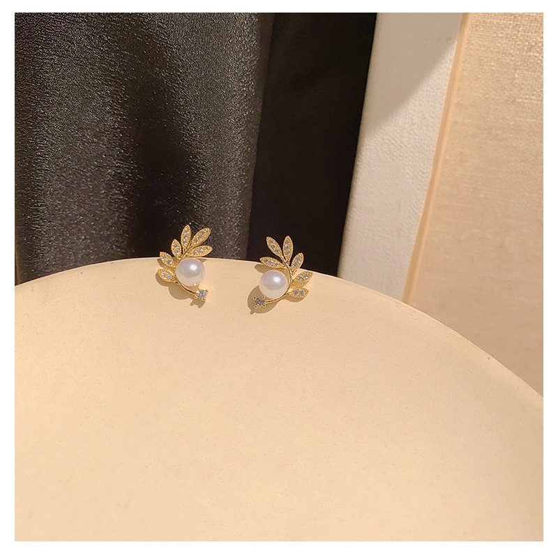 Bộ Khuyên Tai Ngọc Trai Hình Lá Nhỏ Thời Trang Hàn Quốc 2022