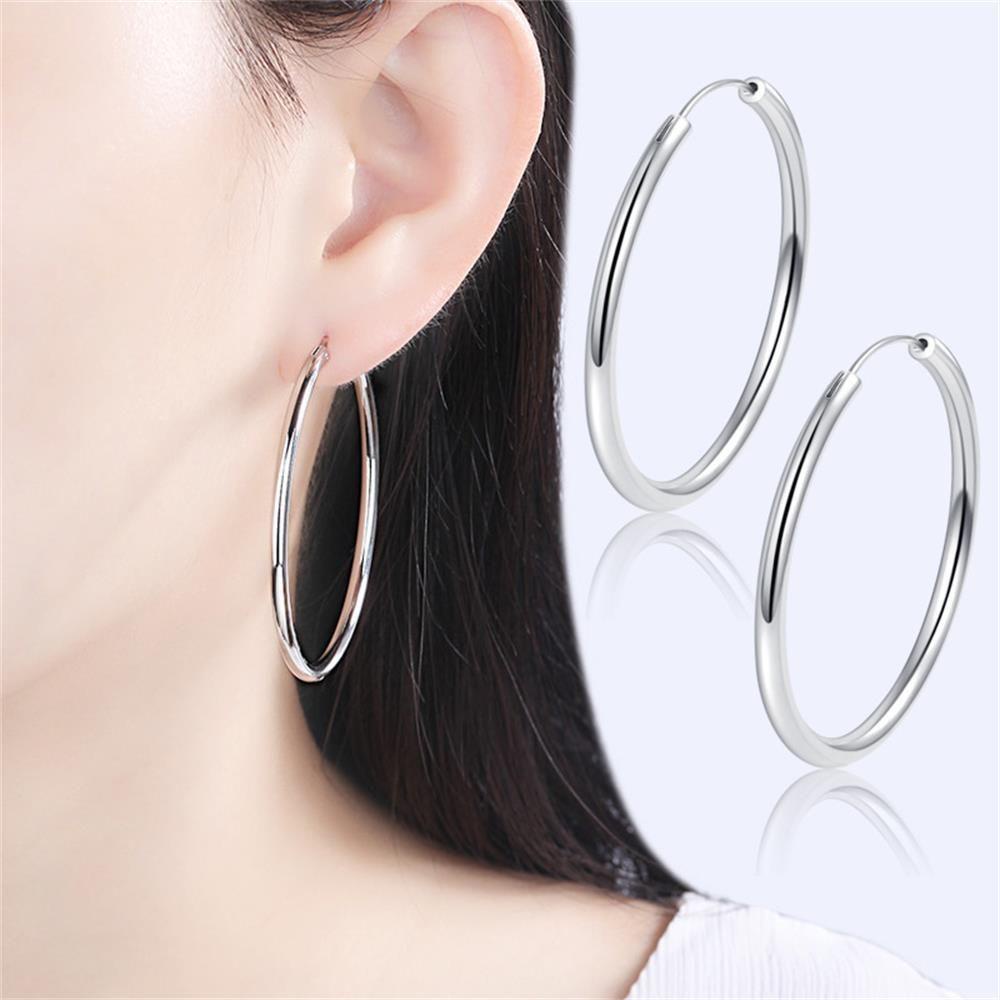 NIUYOU Khuyên Tai Dạng Vòng Trơn Mịn Kích Thước 30mm-60mm