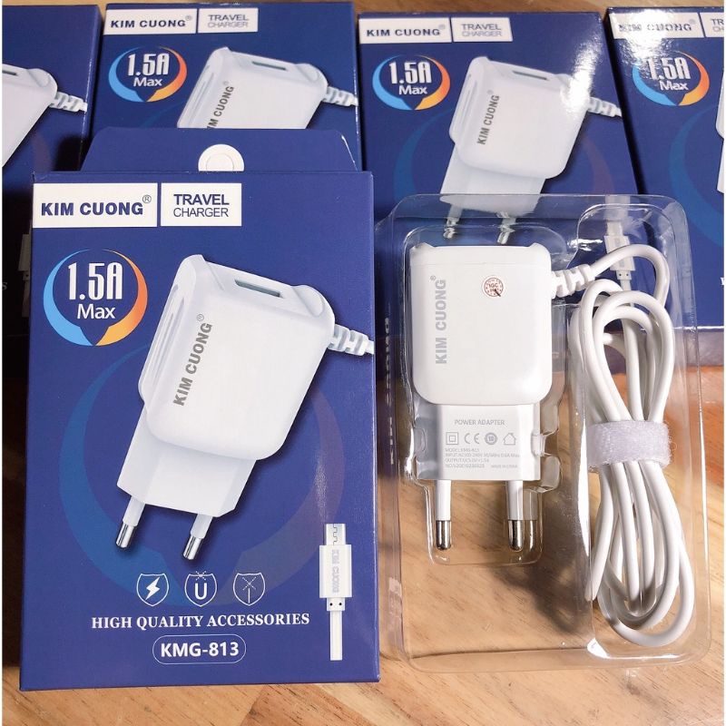 Bộ sạc liền dây chân micro dành cho android,oppo,htc..chân micro-có thêm khe usb trên cóc,KMG-813 chính hãng Kim Cương