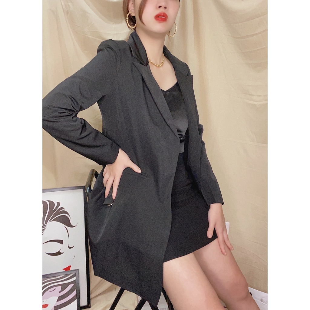 Áo Blazer tay dài màu trơn cho nữ- Áo Blazer Vest Nữ 2 Lớp Khoác Ngoài Dài Tay 2 Màu Kiểu Dáng Trẻ Trung Mosohali