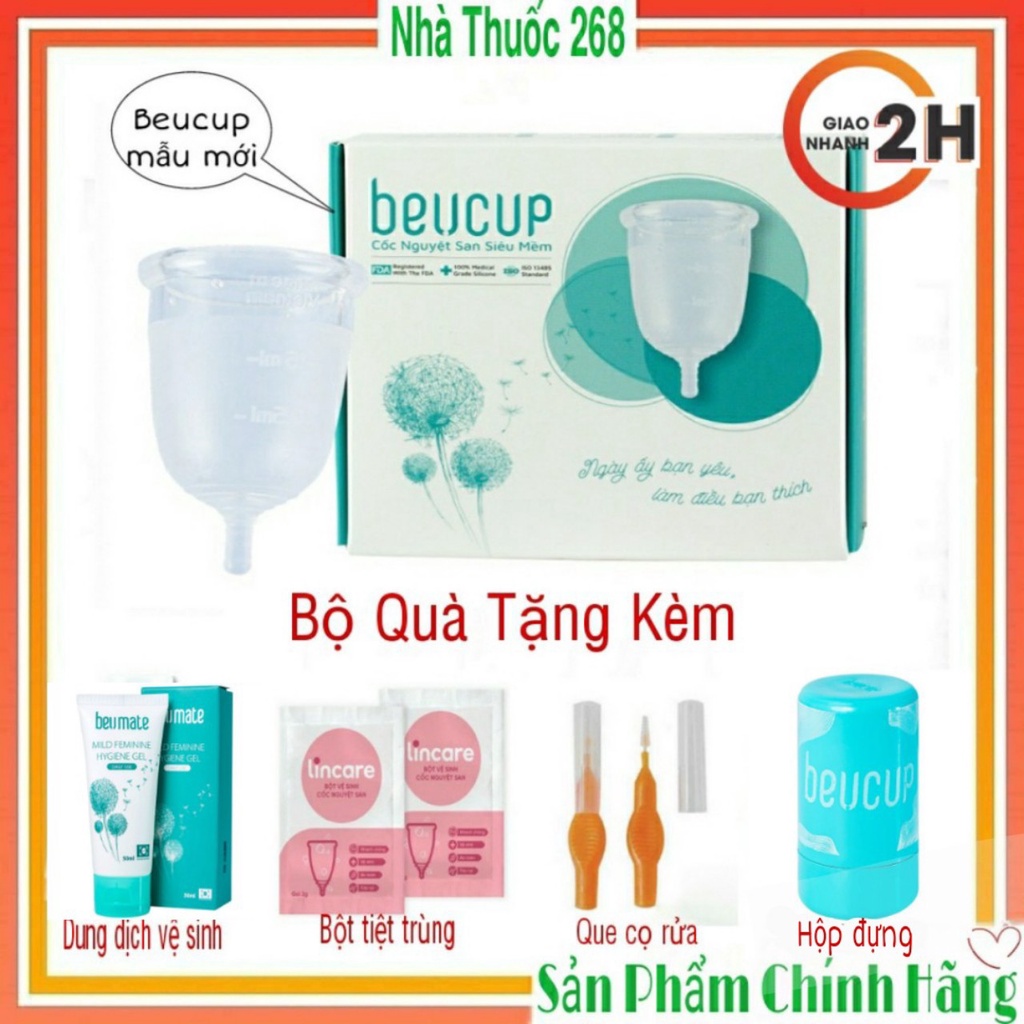 Cốc Nguyệt San BeUcup Silicol Y Tế Wacker Đức Siêu Mềm Đạt Chuẩn FDA Hoa Kỳ [SP Chính Hãng]