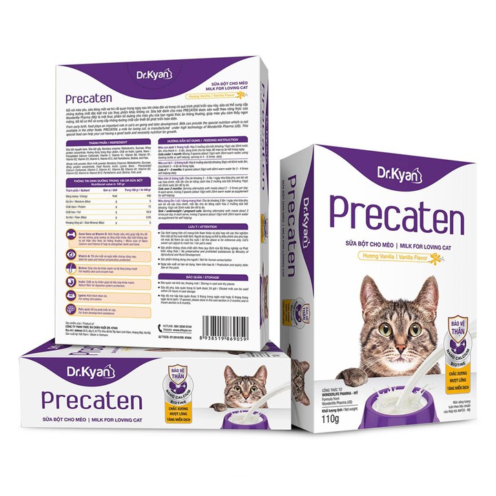 Sữa bột cho mèo Dr.Kyan Precaten hộp 110gr cung cấp dinh dưỡng cho mèo