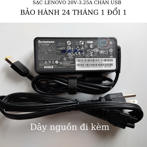 Sạc Laptop Lenovo 20V-3.25A 65W chân Vuông - USB Lenovo T440 g40-70 g50-70 G500 T540 G400 G410 G500 X240 X250 X260