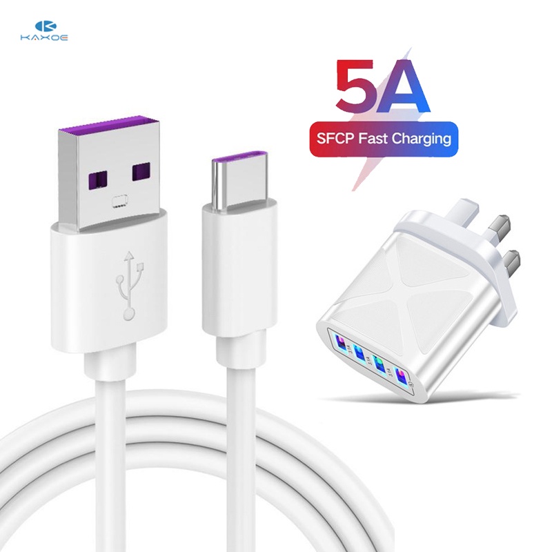 Bộ chuyển đổi sạc nhanh + dây cáp KAXOE 5A 4 cổng USB Type C cho điện thoại