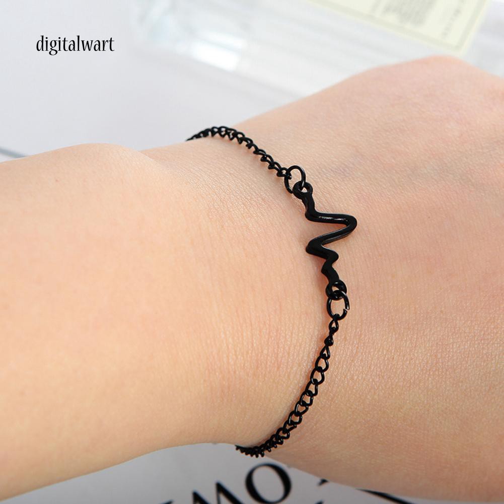 Vòng tay kim loại thiết kế hình nhịp tim cá tính trẻ trung Unisex | BigBuy360 - bigbuy360.vn