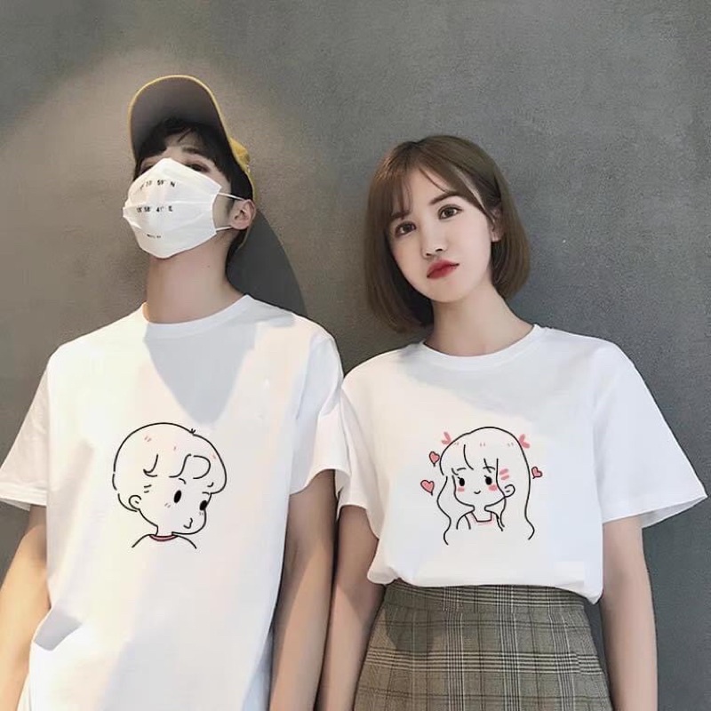 Áo đôi , Áo đôi trai gái cute cộc tay áo cặp giành cho teen